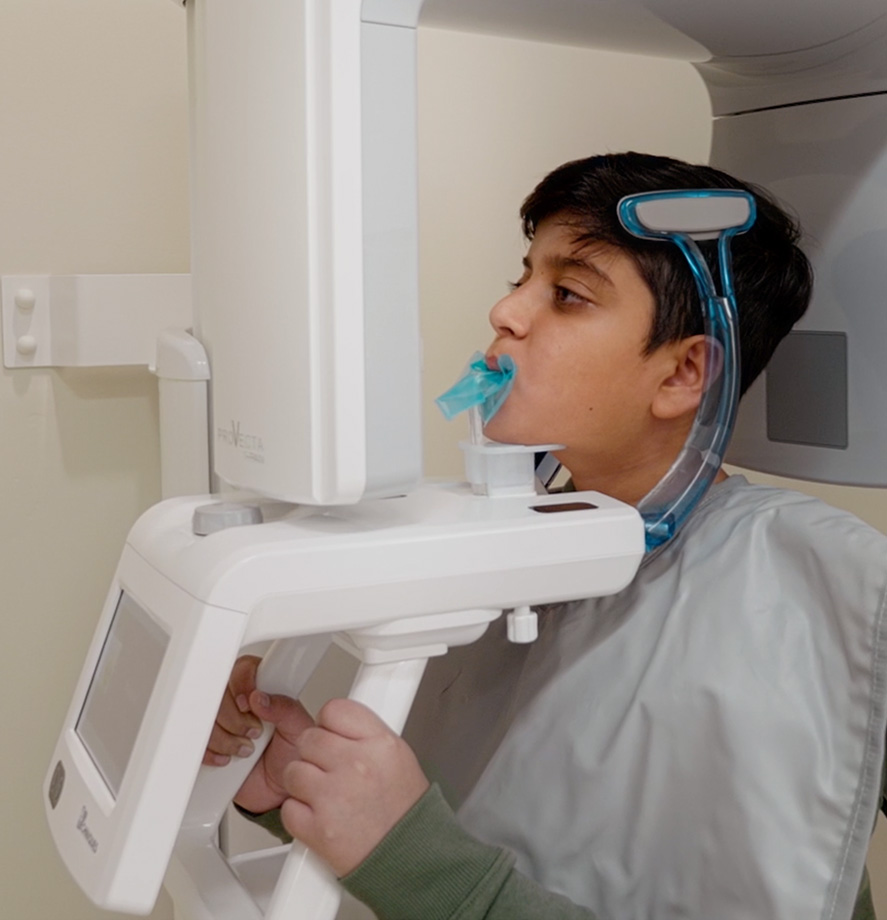 Patient undergoing dental x-ray